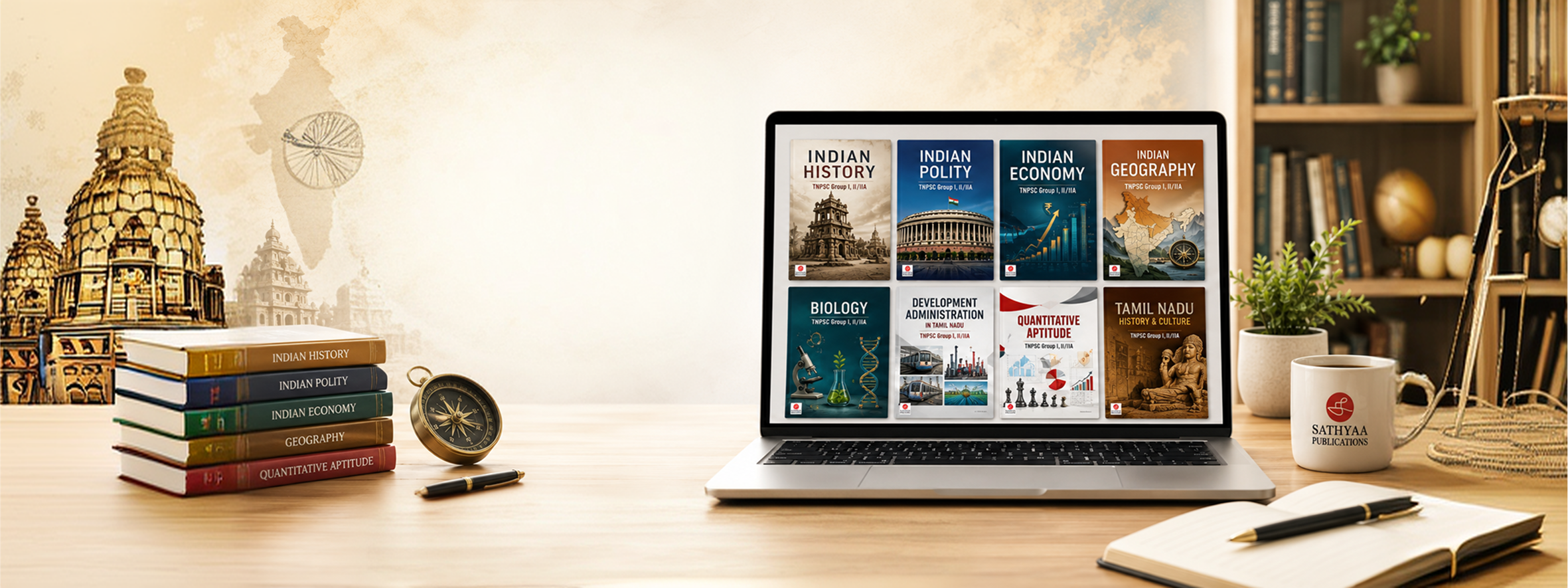 Sathyaa IAS Academy laptop books